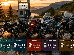 Расход топлива мотоциклов разных классов: сравнение